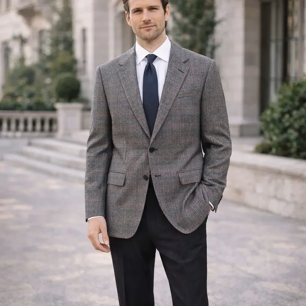 BROOKS BROTHERS Loro Piana WOOL Blazer Sport Coat Size 42 Gray Plaid ITALY 120’s